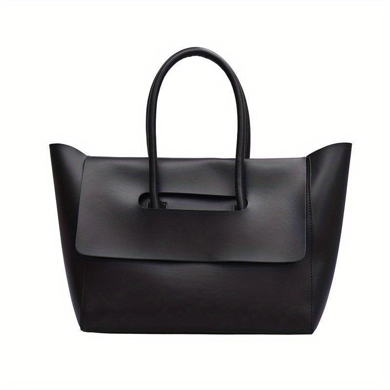 Large Capacity Minimalist Tote Bag Solid Handbag Faux Leather