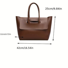 Large Capacity Minimalist Tote Bag Solid Handbag Faux Leather