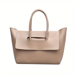 Large Capacity Minimalist Tote Bag Solid Handbag Faux Leather