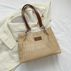 Boho Style Woven Straw Bag Large Capacity Tote