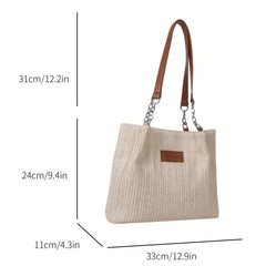 Boho Style Woven Straw Bag Large Capacity Tote