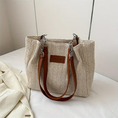 Boho Style Woven Straw Bag Large Capacity Tote