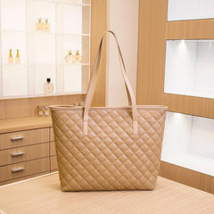 Argyle Embroidered Tote Bag Large Capacity Shoulder Bag For Work