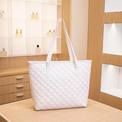 Argyle Embroidered Tote Bag Large Capacity Shoulder Bag For Work