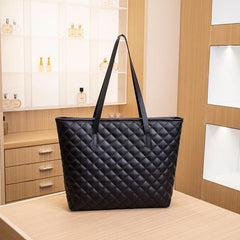 Argyle Embroidered Tote Bag Large Capacity Shoulder Bag For Work