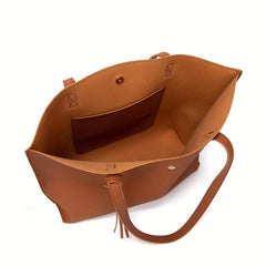 Classic Solid Tote Bag Large Capacity Hobo Bag Women's Casual Shoulder