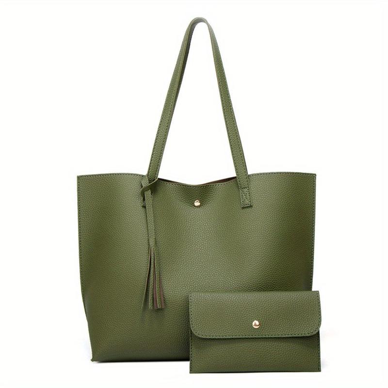 Classic Solid Tote Bag Large Capacity Hobo Bag Women's Casual Shoulder
