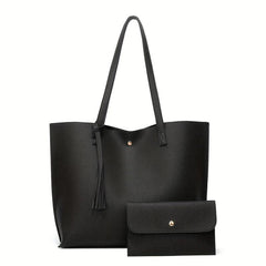 Classic Solid Tote Bag Large Capacity Hobo Bag Women's Casual Shoulder