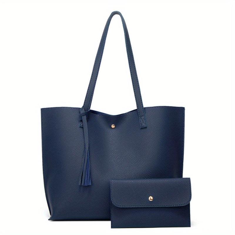 Classic Solid Tote Bag Large Capacity Hobo Bag Women's Casual Shoulder