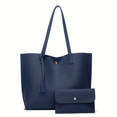 Classic Solid Tote Bag Large Capacity Hobo Bag Women's Casual Shoulder