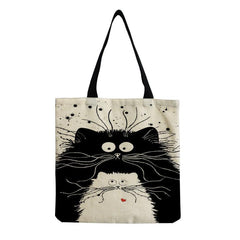 Cat Pattern Tote Bag Lightweight Handbag Multifunctional Satchel Bag For Work