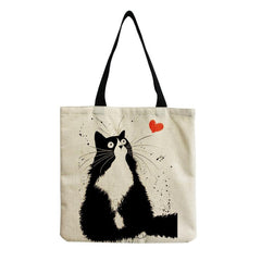 Cat Pattern Tote Bag Lightweight Handbag Multifunctional Satchel Bag For Work