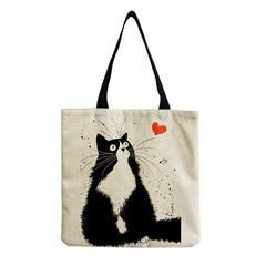 Cat Pattern Tote Bag Lightweight Handbag Multifunctional Satchel Bag For Work