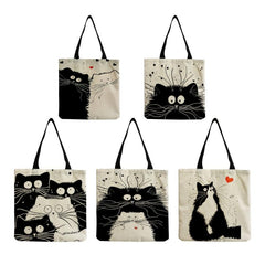 Cat Pattern Tote Bag Lightweight Handbag Multifunctional Satchel Bag For Work