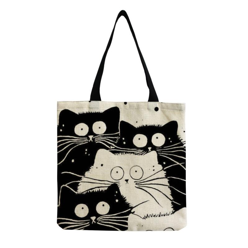 Cat Pattern Tote Bag Lightweight Handbag Multifunctional Satchel Bag For Work