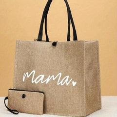 Mama Letters Tote Bag Mothers Gift Handbag Shopping Bag With Coin Purse
