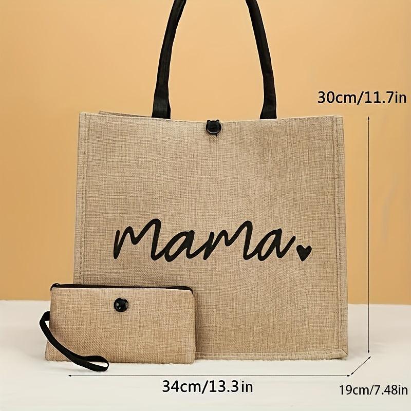 Mama Letters Tote Bag Mothers Gift Handbag Shopping Bag With Coin Purse