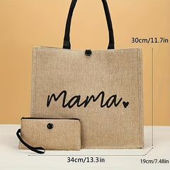 Mama Letters Tote Bag Mothers Gift Handbag Shopping Bag With Coin Purse