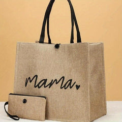 Mama Letters Tote Bag Mothers Gift Handbag Shopping Bag With Coin Purse