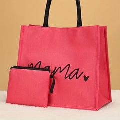 Mama Letters Tote Bag Mothers Gift Handbag Shopping Bag With Coin Purse