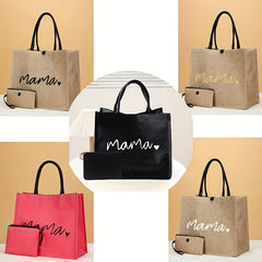 Mama Letters Tote Bag Mothers Gift Handbag Shopping Bag With Coin Purse