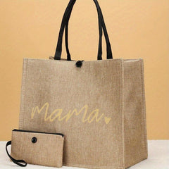 Mama Letters Tote Bag Mothers Gift Handbag Shopping Bag With Coin Purse
