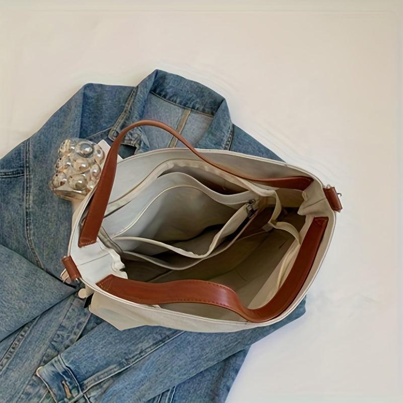 Canvas Shoulder Bag Large Capacity All Match Satchel Bag