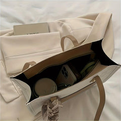 Checkered Tote Bag Women Contrast Shoulder Bag Scarf Handbags