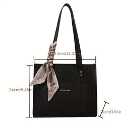 Checkered Tote Bag Women Contrast Shoulder Bag Scarf Handbags