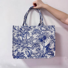 Vintage Embroidery Tote Bag Large Capacity Lightweight Fabric