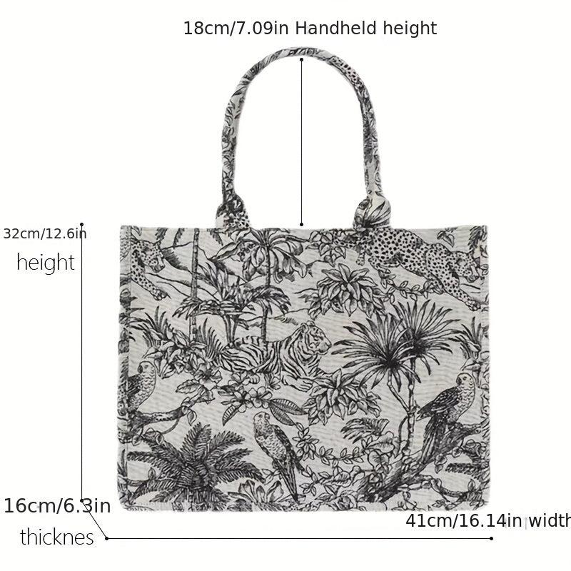 Vintage Embroidery Tote Bag Large Capacity Lightweight Fabric