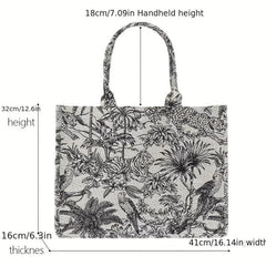 Vintage Embroidery Tote Bag Large Capacity Lightweight Fabric