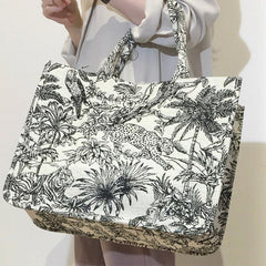 Vintage Embroidery Tote Bag Large Capacity Lightweight Fabric