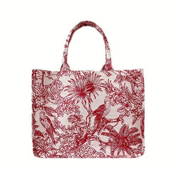 Vintage Embroidery Tote Bag Large Capacity Lightweight Fabric