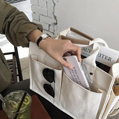Large Capacity Canvas Tote Bag Minimalist Shoulder Bag
