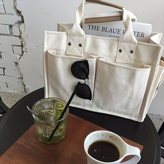 Large Capacity Canvas Tote Bag Minimalist Shoulder Bag