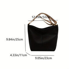 Wide Strap Tote Hobo Bag PU Leather Textured Shoulder Bag