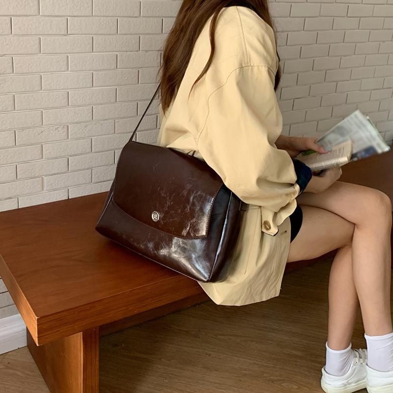 Faux Leather Crossbody Bag Large Capacity for Work