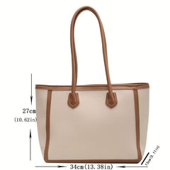 Two Tone Tote Bag Large Capacity Shoulder Bag Women's PU Leather Handbag