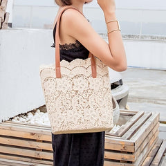 Women's Lace Flower Shoulder Bag Stylish Handbag for Travel