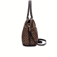 Vintage Geometric Print Tote Bag Large Capacity Top Handle Satchel