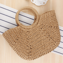 Straw Woven Drawstring Tote Bag Lightweight Shoulder Bag