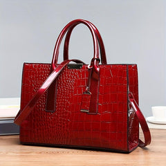 Crocodile Pattern Tote Bag Faux Leather Shoulder Bag