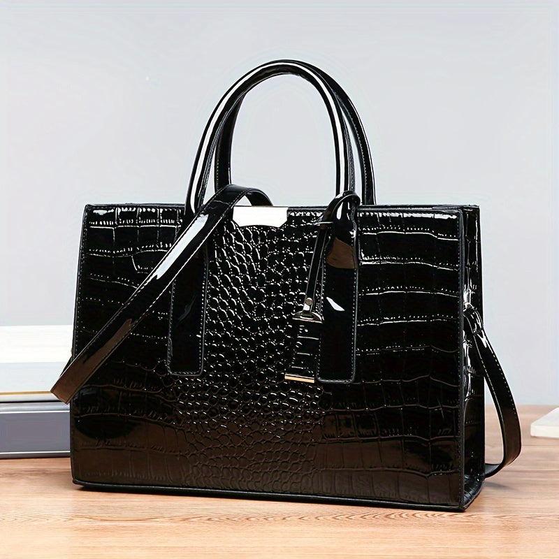 Crocodile Pattern Tote Bag Faux Leather Shoulder Bag
