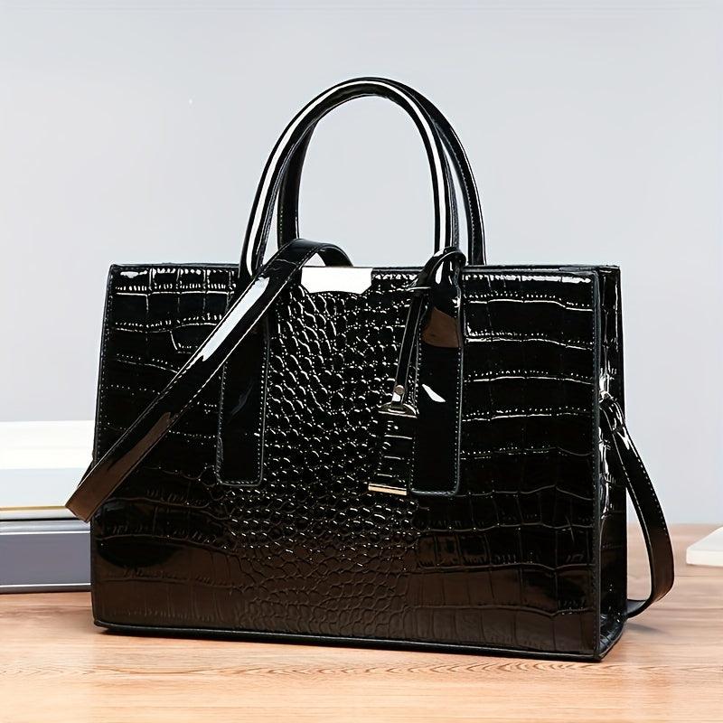 Crocodile Pattern Tote Bag Faux Leather Shoulder Bag