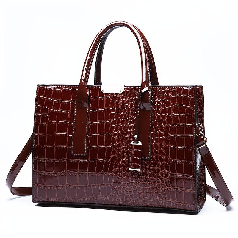 Crocodile Pattern Tote Bag Faux Leather Shoulder Bag