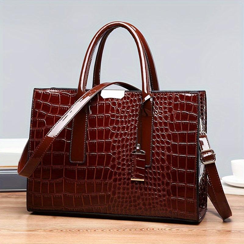 Crocodile Pattern Tote Bag Faux Leather Shoulder Bag