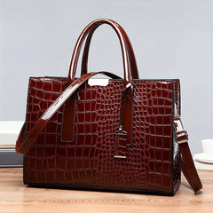 Crocodile Pattern Tote Bag Faux Leather Shoulder Bag