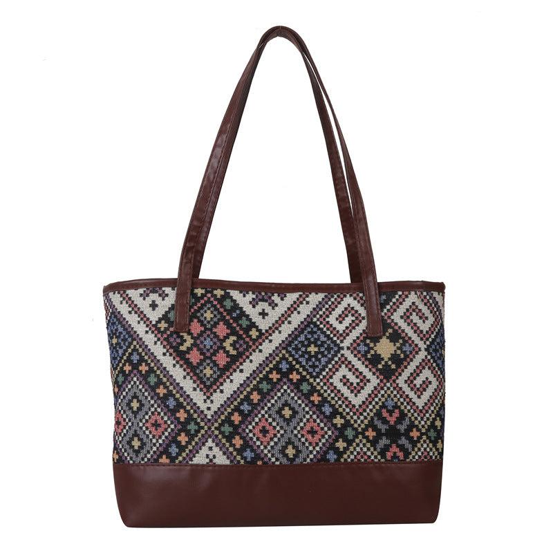 Vintage Ethnic Style Tote Bag Retro Bohemian Shoulder Bag Women's Casual Handbag