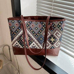 Vintage Ethnic Style Tote Bag Retro Bohemian Shoulder Bag Women's Casual Handbag